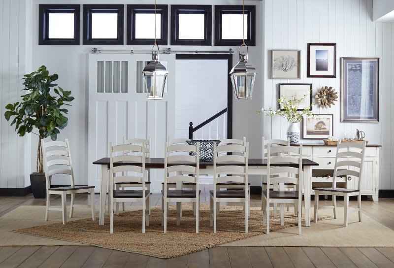 Farmhouse White And Brown 13 Piece, Dining Room Chairs For Farm Table