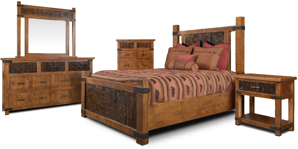 Rustic Pine 4 Piece King Bedroom Set - Big Timber-1