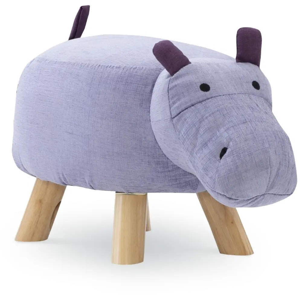 Light and Dark Purple Hippo Stool with Wooden Legs-1