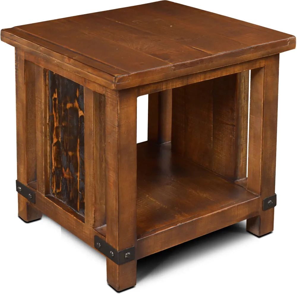 Aged Pine Rustic End Table - Big Timber-1