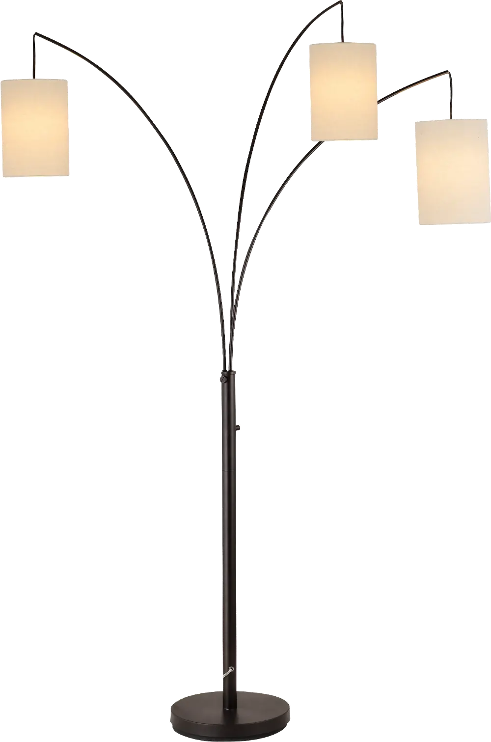 Black 3 Lite Arch Floor Lamp with Beige Shades-1