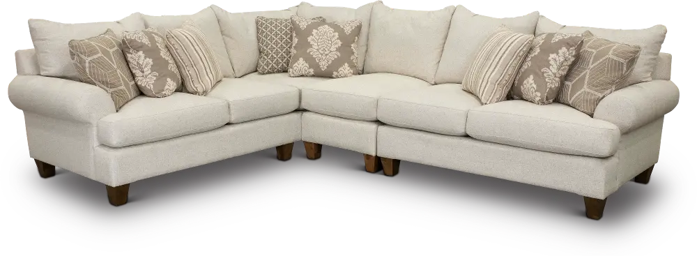 Linen Beige 3 Piece Sectional Sofa with RAF Loveseat - Swift-1
