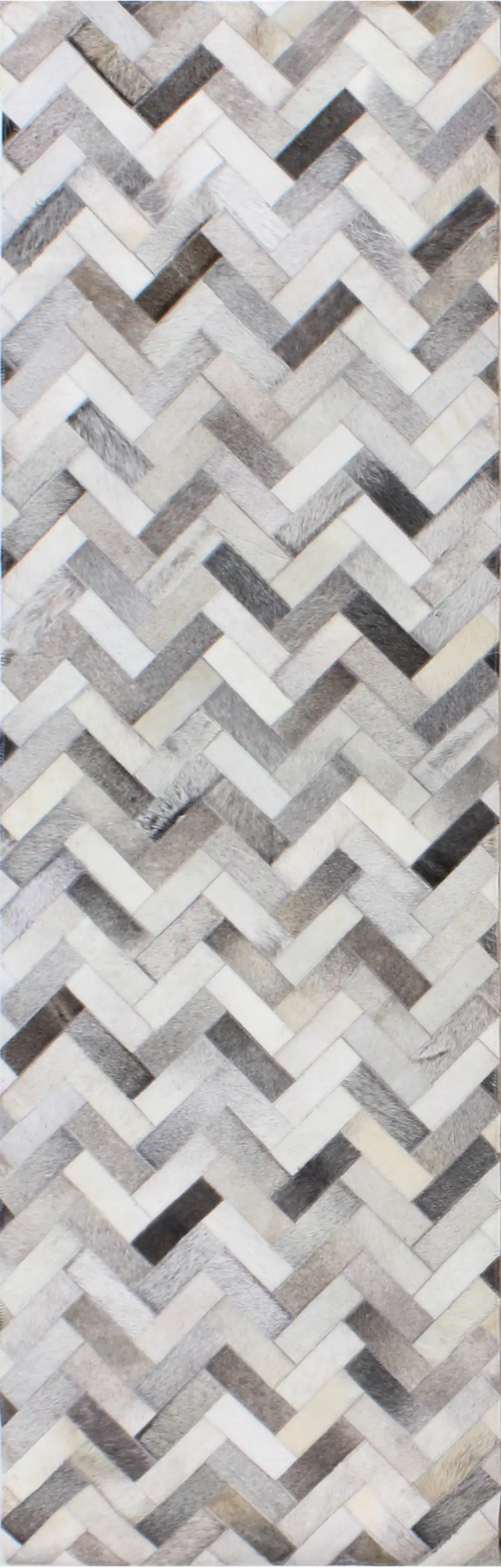 H112-ASH-2.6X8-H12 Contemporary Quentin Ash Gray Leather 8 Foot Runner Rug - Santa Fe-1