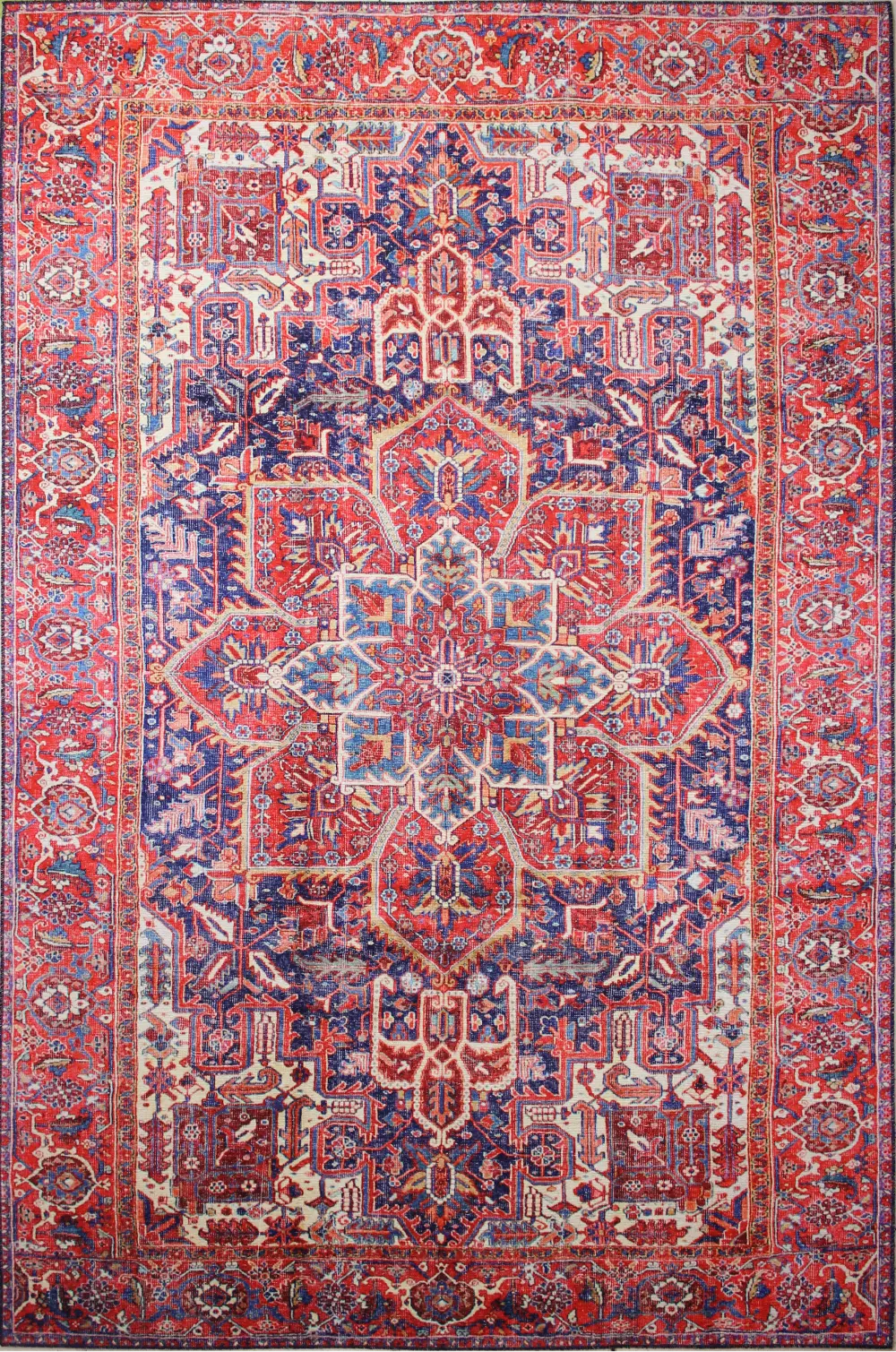 I166-DKBL-4X6-NR103 4 x 6 Small Traditional Zacharie Blue and Red Area Rug - Impressions-1