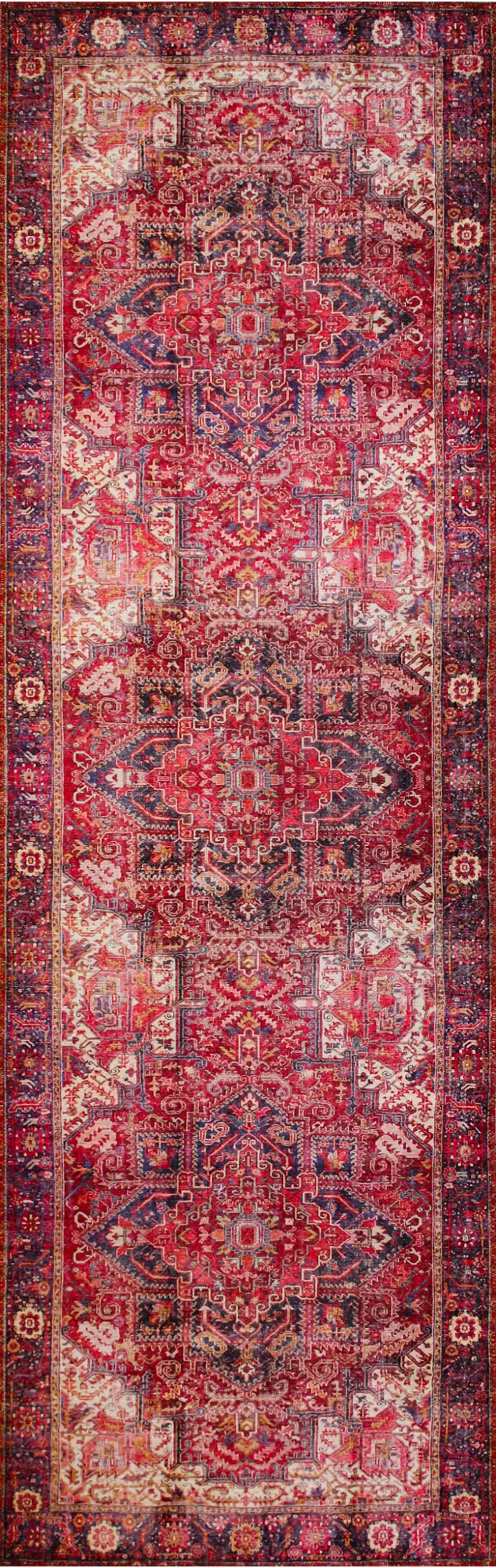 I166-RU-2.6X8-NR101 Traditional Zac Blue and Red 8 Foot Runner Rug - Impressions-1