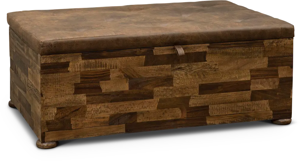 Wood and Faux Leather Coffee Table - Maya-1