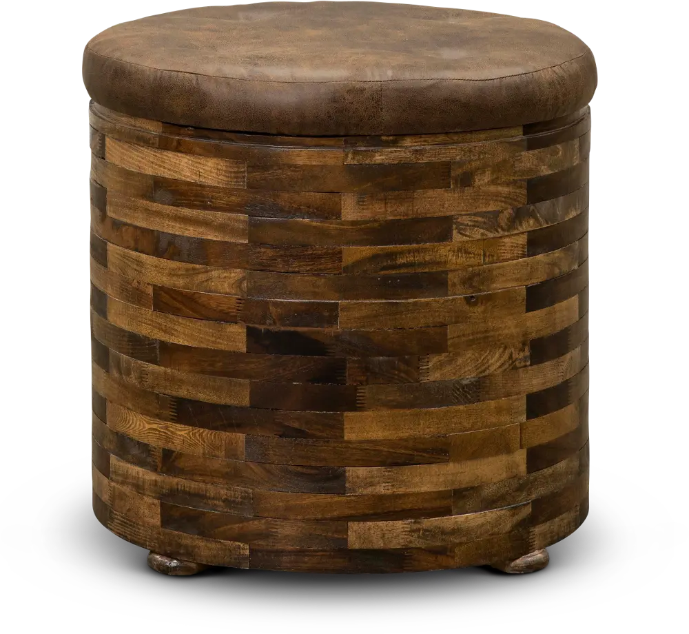Mixed Wood and Faux Leather End Table - Maya-1