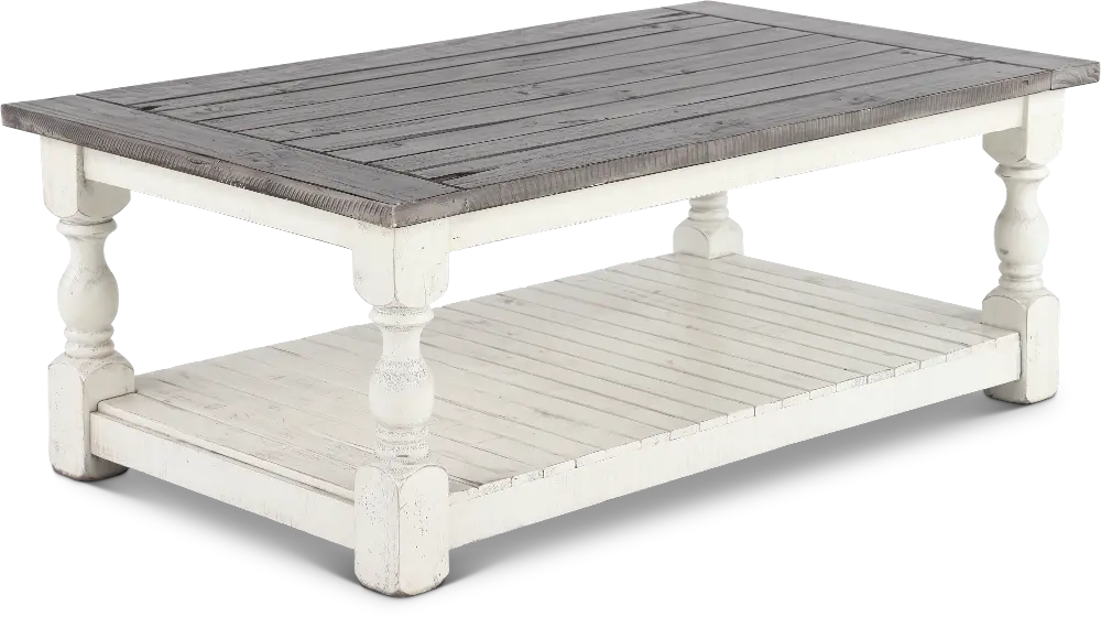 Stone Distressed White Coffee Table-1