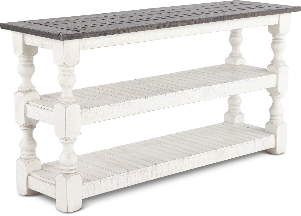 Stone Distressed White Sofa Table