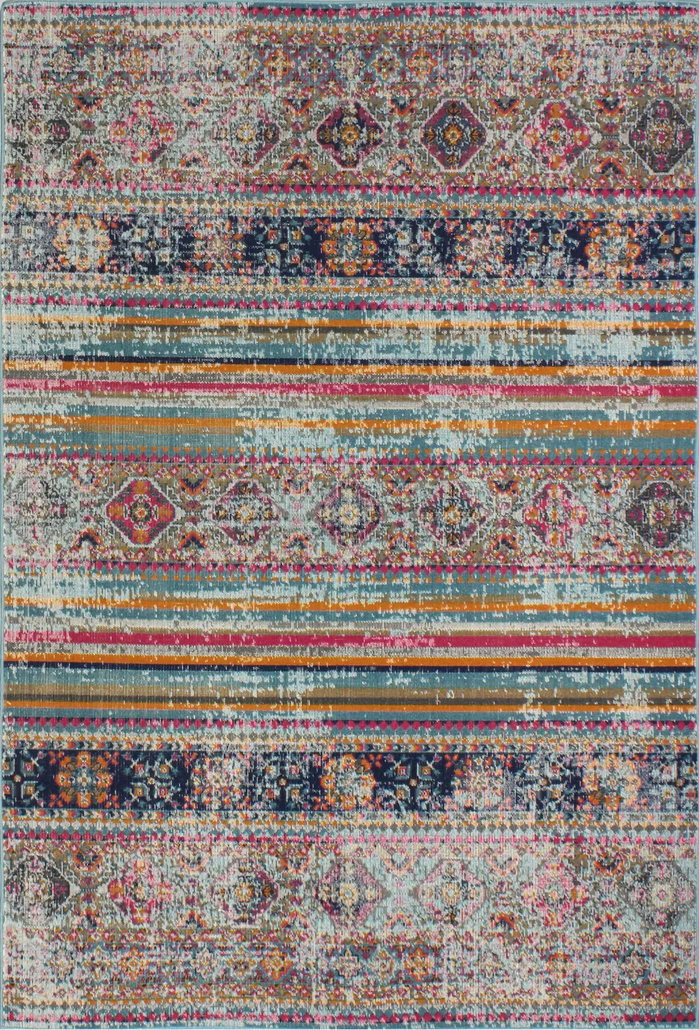 H114-TE-4X6-Z041A 4 x 6 Small Traditional Cesar Pink and Blue Rug - Heritage-1