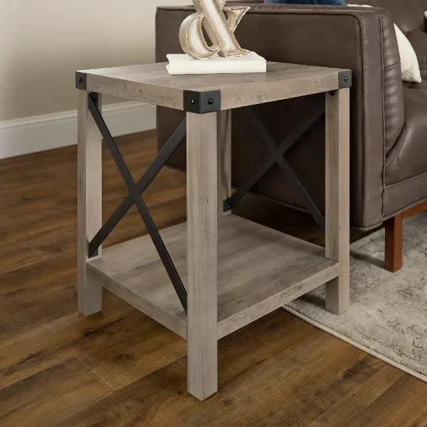 Metal X Rustic Gray Wash Side Table Rc Willey Metal X Rustic Gray Wash Side Table, Gray Rustic Side Table