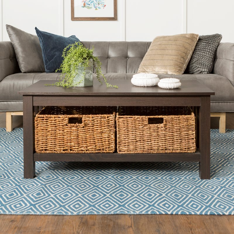 Rustic Wood Coffee Table Espresso, Rustic Wooden Coffee Table With Storage