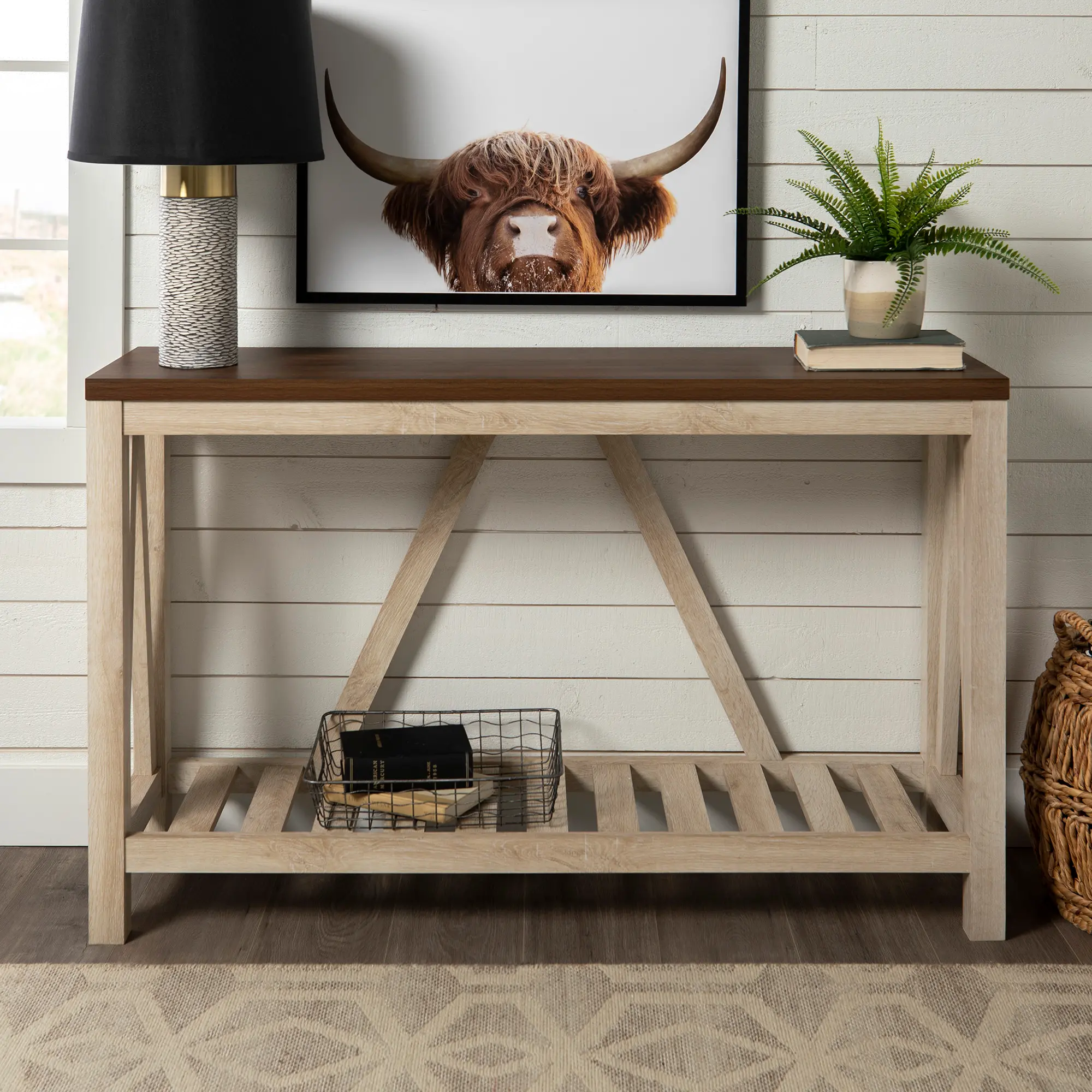 https://static.rcwilley.com/products/111699207/52-Inch-Dark-Walnut-and-White-Oak-Rustic-Entryway-Sofa-Table---Walker-Edison-rcwilley-image1.webp