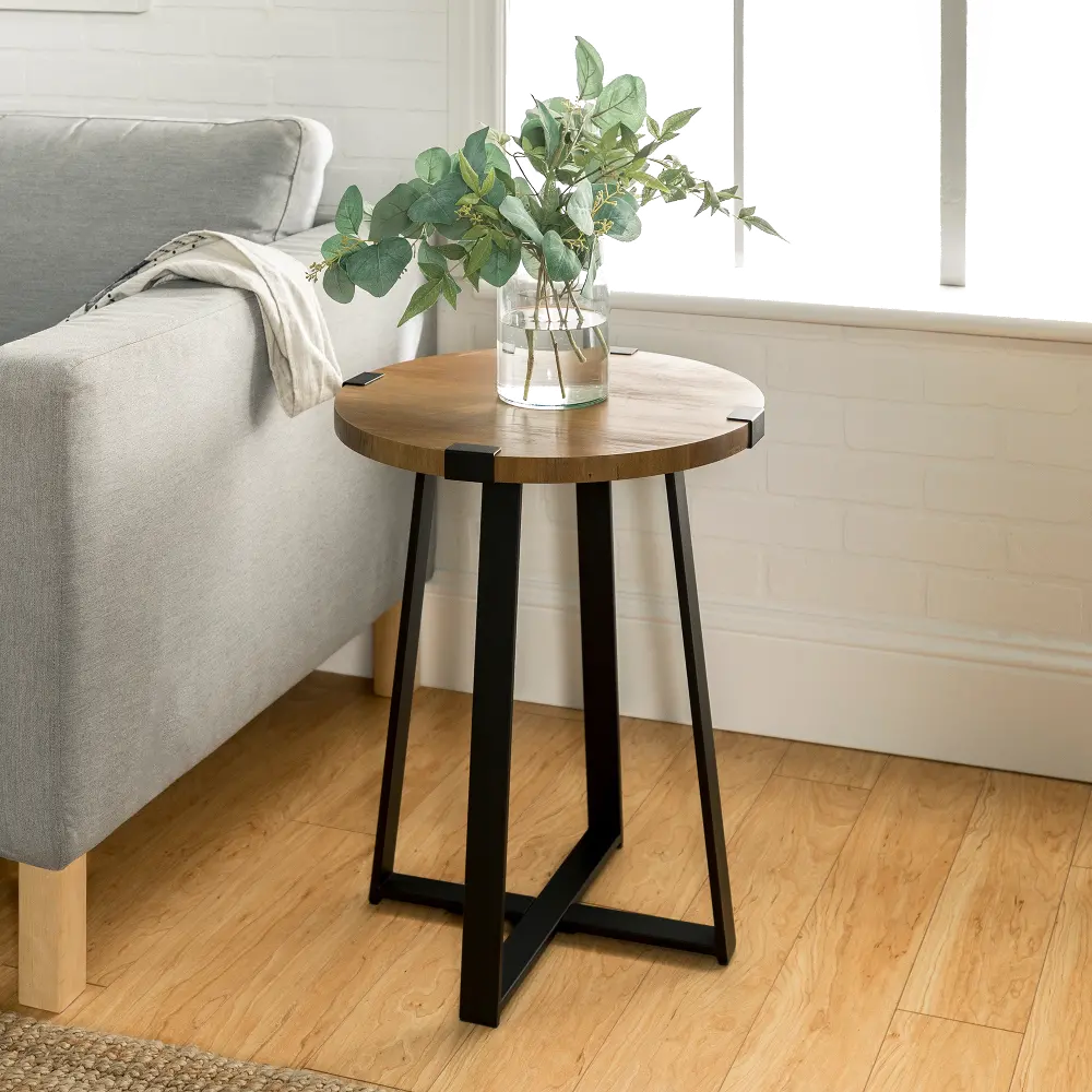 AF18MWSTRO Rustic Oak Side Table - Walker Edison-1