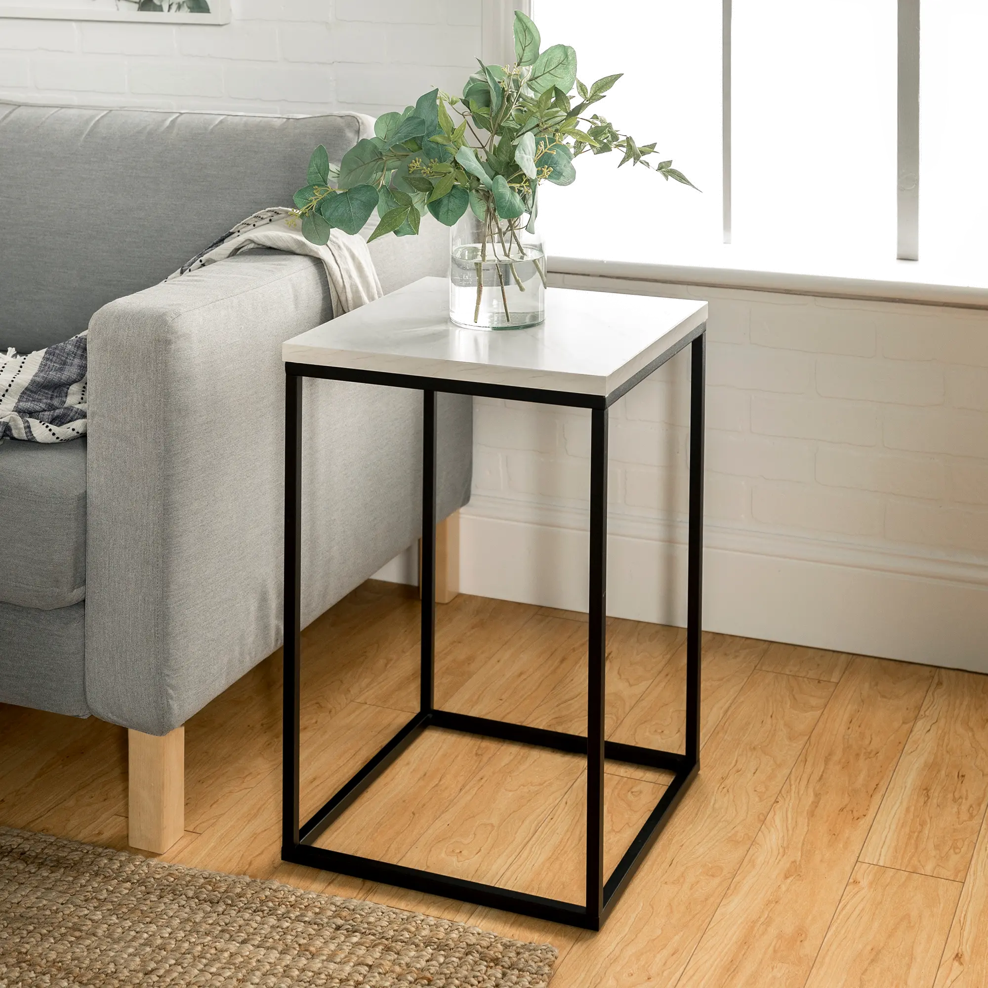 Short Table Small Table Stand Small Tables for Small Spaces Low Small Side Table Black Metal Small End Tables Living Room Printer Tables Mini Coffee