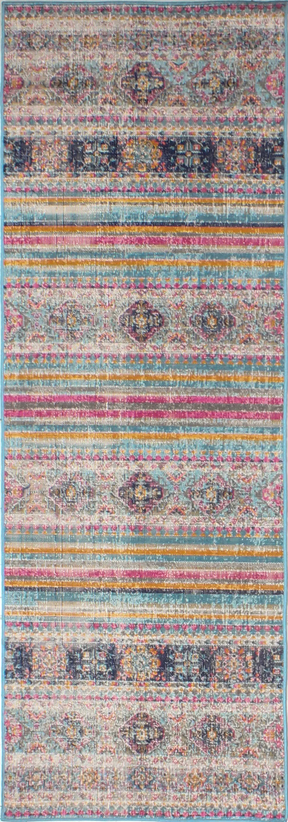 H114-TE-2.6X8-Z041A Traditional Cesar Pink and Blue 8 Foot Runner Rug - Heritage-1