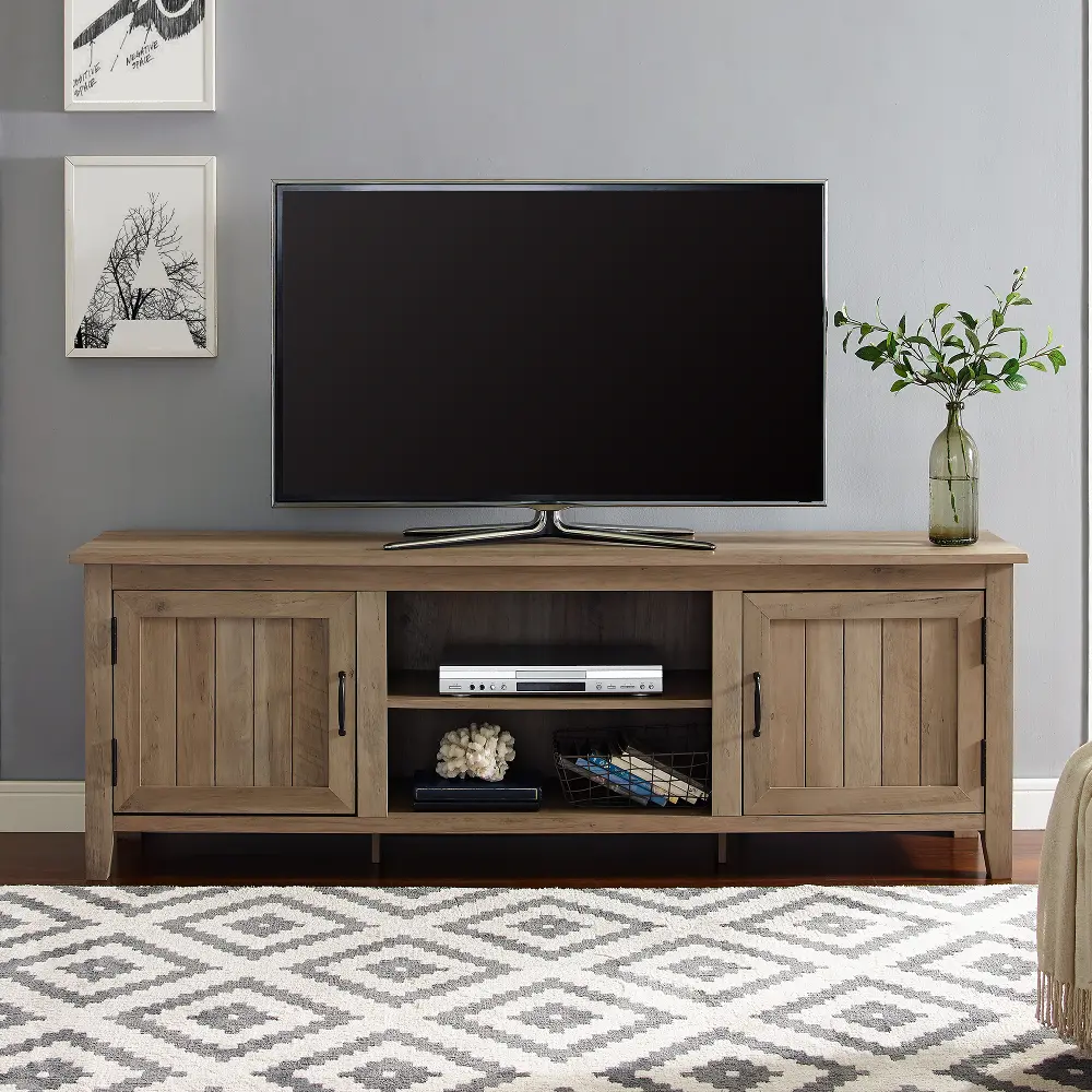 Carin Rustic Oak 70 Inch Wood TV Stand - Walker Edison | RC Willey