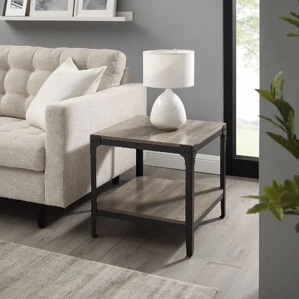 Rustic Wood End Side Table Set Of 2 Grey Wash Rc Willey Rustic Wood End Side Table Set Of 2, Gray Rustic Side Table