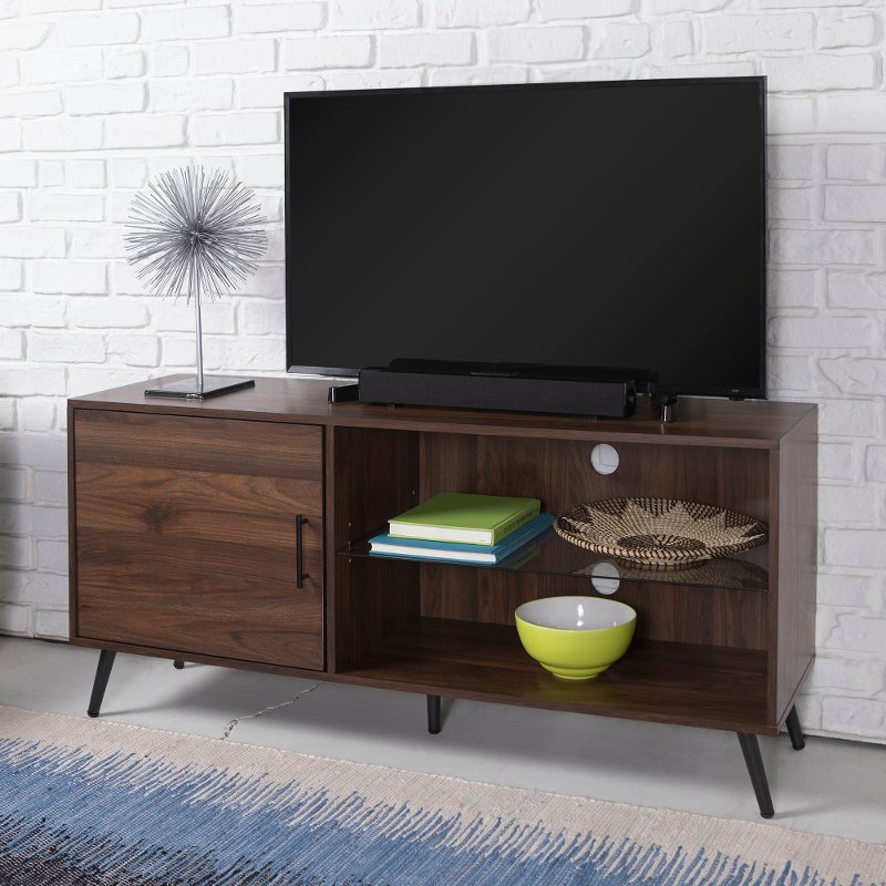 52 Inch Mid Century Modern Wood TV Stand - Dark Walnut | RC Willey ...