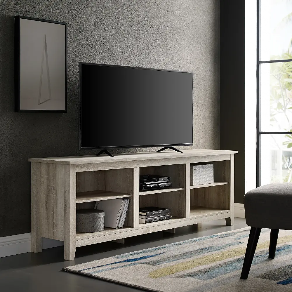 W70CSPWO 70 Inch Rustic Wood TV Stand - White Oak-1