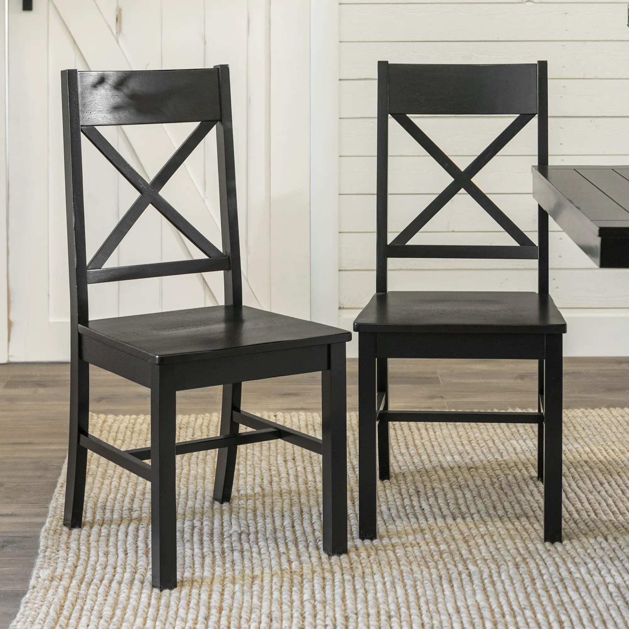 Millwright Antique Black Dining Room Chairs, Set of 2 - Walker Edison