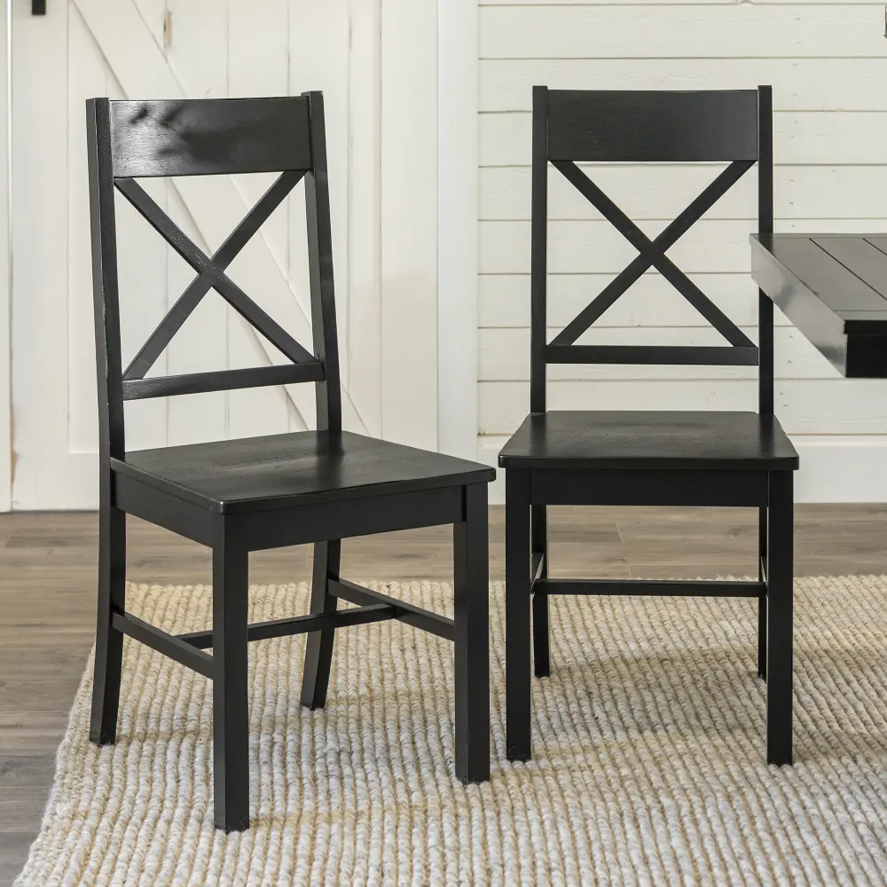 CHW2BL Millwright Antique Black Dining Room Chairs, Set of 2 - Walker Edison-1
