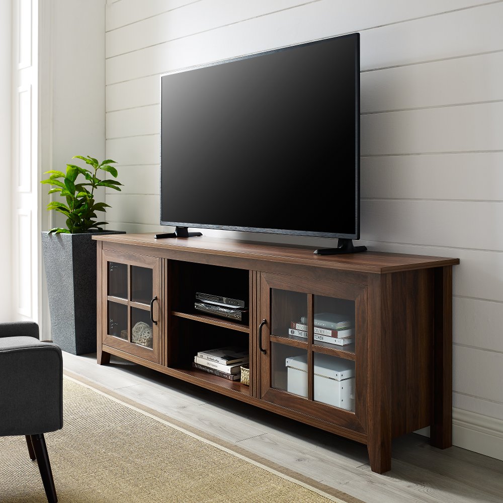 Fallon Dark Walnut 70 Inch Wood TV Stand - Walker Edison