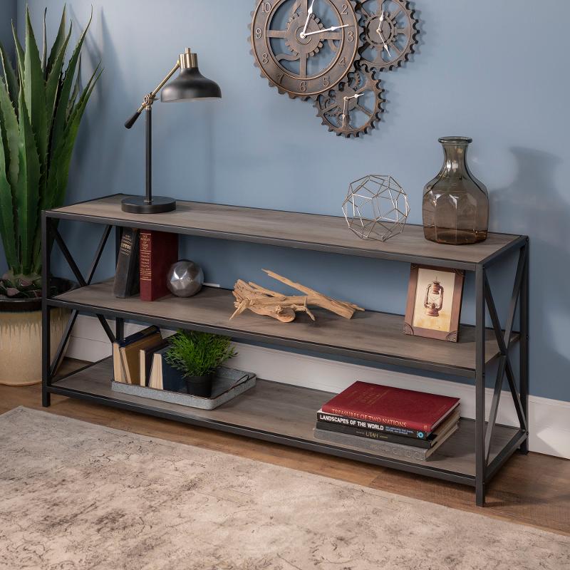 Gray Wash Industrial Sofa Table Rc Willey, Metal Sofa Tables Furniture