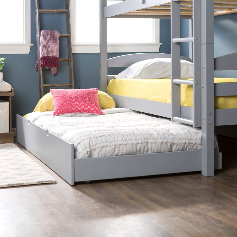 Contemporary Gray Twin Trundle Bed Rc, Can You Add A Trundle To Any Bed