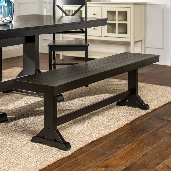 Millwright Rustic Black Wood Dining, Wooden Bench Table Indoor