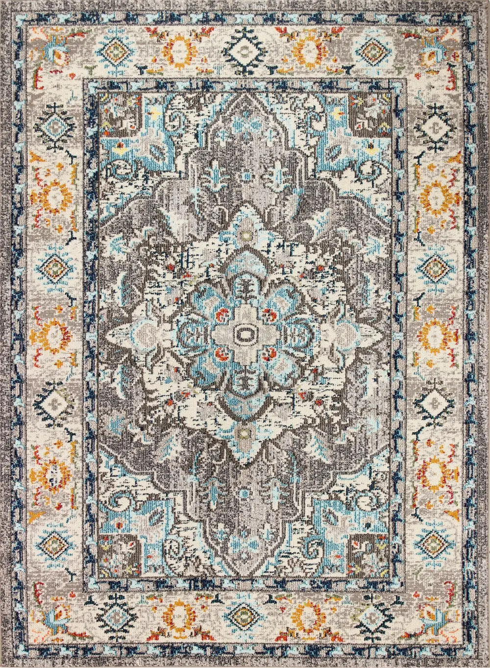 D113-BE-4X6-MH105 Dakota 4 x 6 Small Transitional Zell Beige and Blue Rug-1