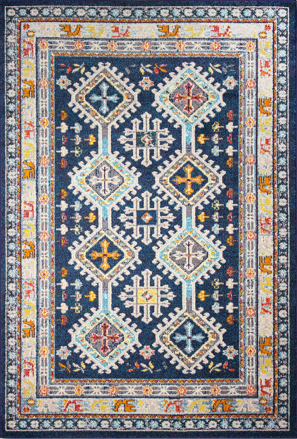 D113-NV-4X6-MH116 Dakota 4 x 6 Small Transitional Navy Blue and Ivory Area Rug-1