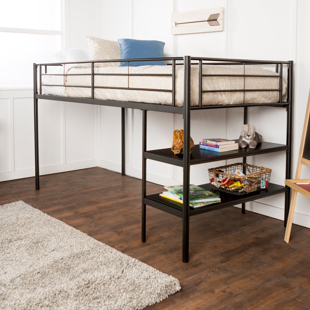 Contemporary Black Twin Low Loft Bed - Walker Edison