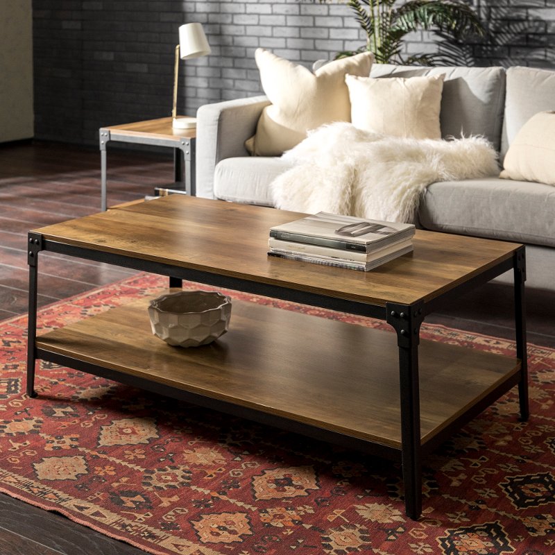 Rustic Wood Coffee Table Oak, Rustic Side Table With Storage