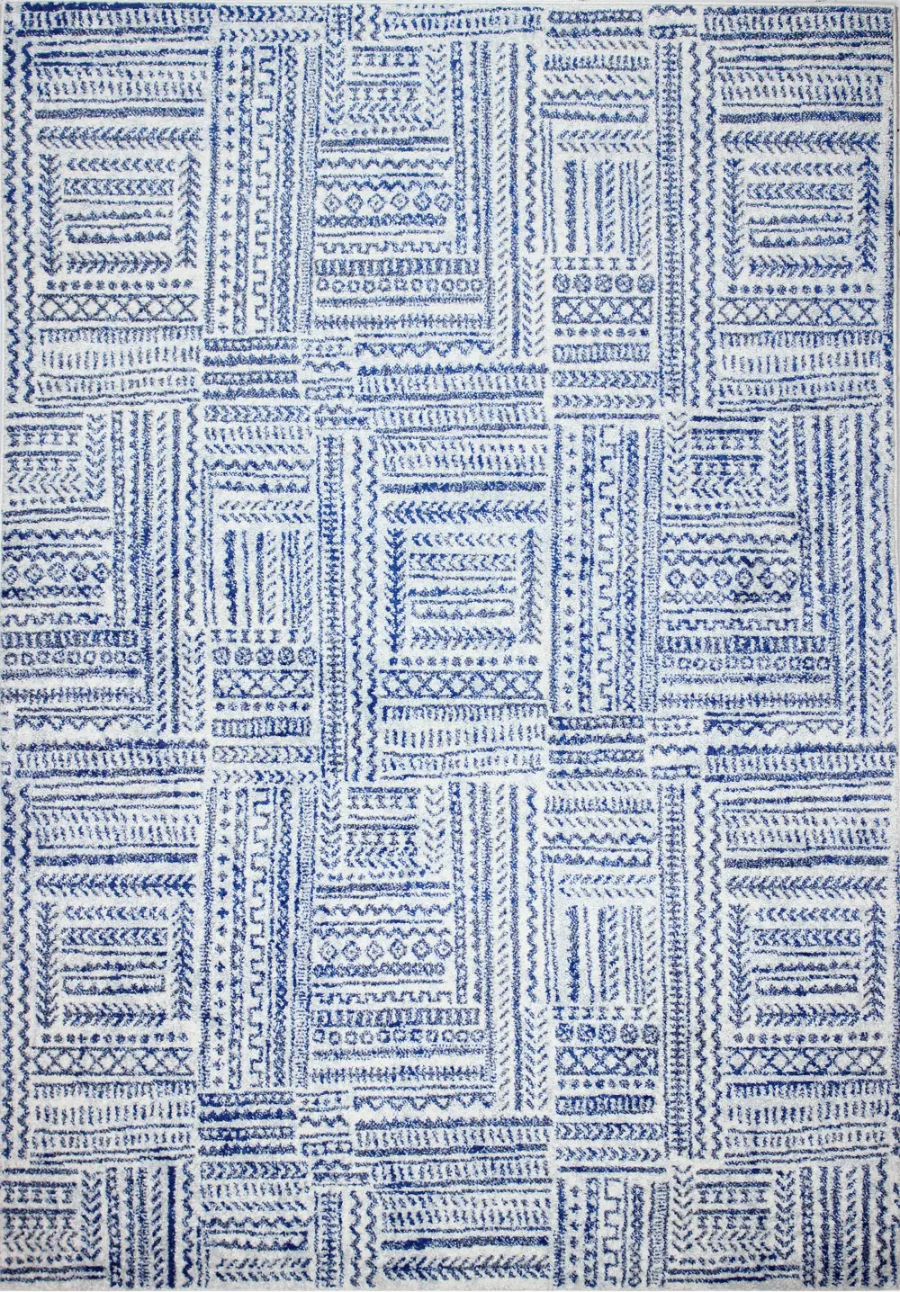 M147-IVBL-4X6-MR603 4 x 6 Small Transitional Zaza Blue and Ivory Area Rug - Mayfair-1