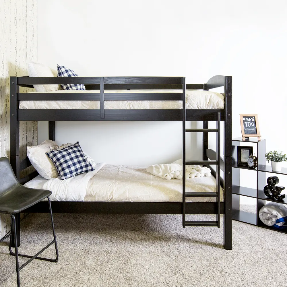 BWSTOTBL Contemporary Black Twin-over-Twin Bunk Bed - Carolina-1