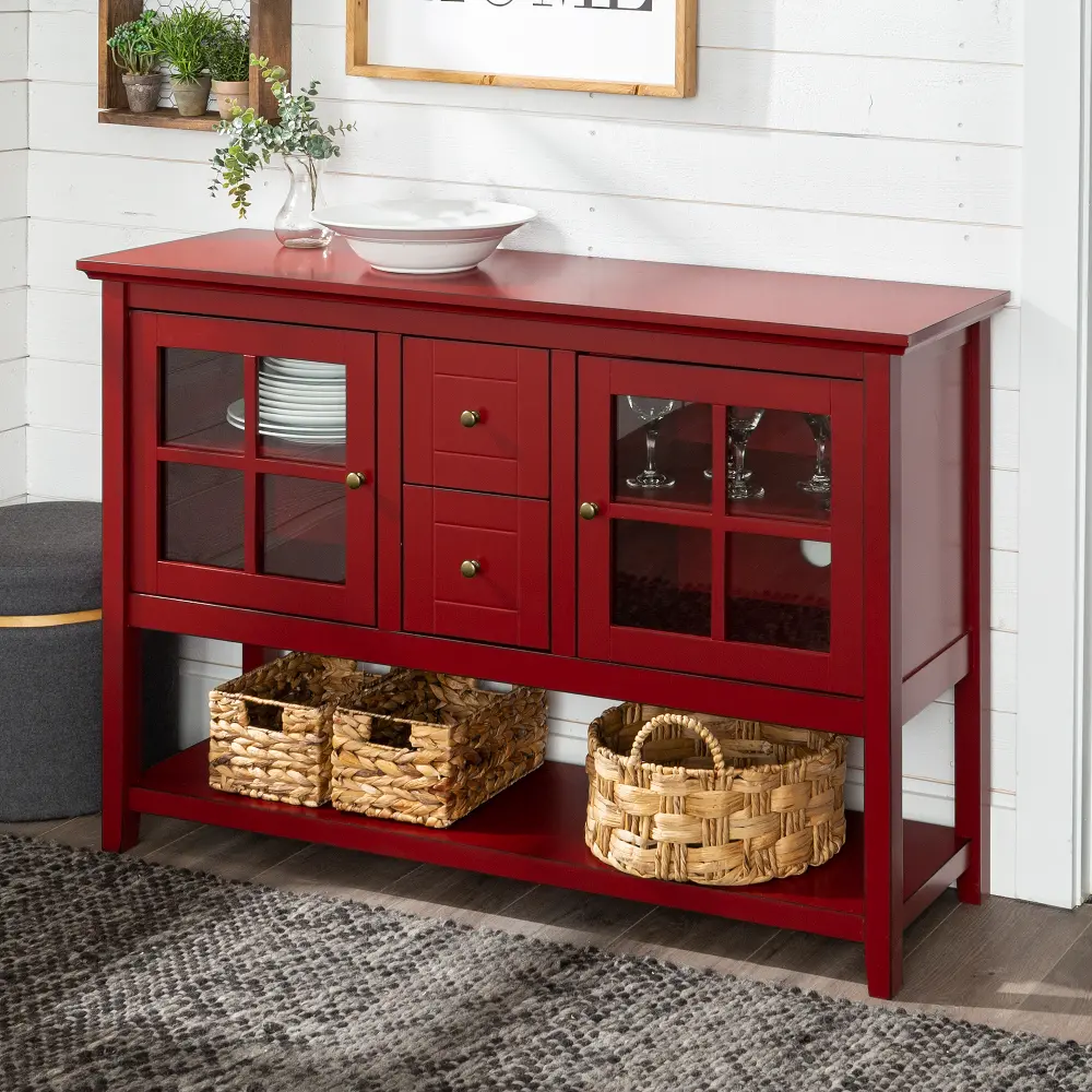 W52C4CTRD Transitional Antique Red 52 Inch TV Stand-1