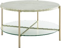 Glam X Base Round Coffee Table Faux White Marble Gold Saracina Home Target