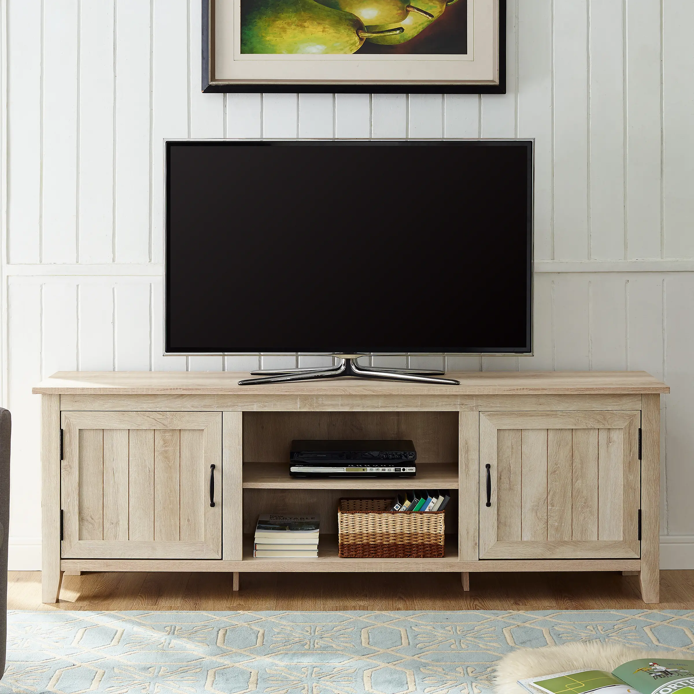 Carin White Oak 70 Inch Wood TV Stand - Walker Edison