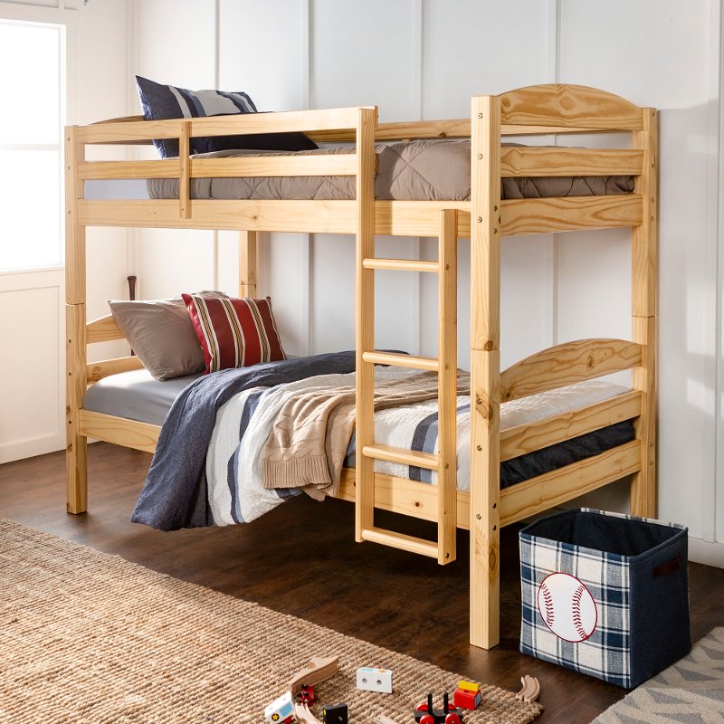 Walker Edison Solid Wood Bunk Bed Natural Twin, Young Pioneer Bunk Bed Instructions