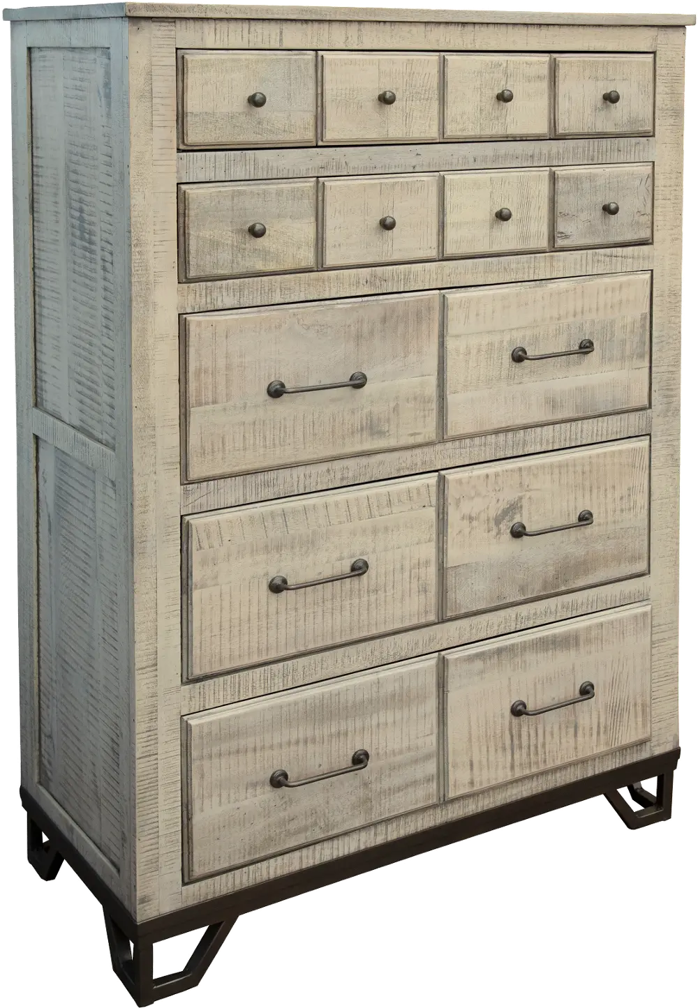 Rustic Industrial Whitewashed Chest of Drawers - Vista-1