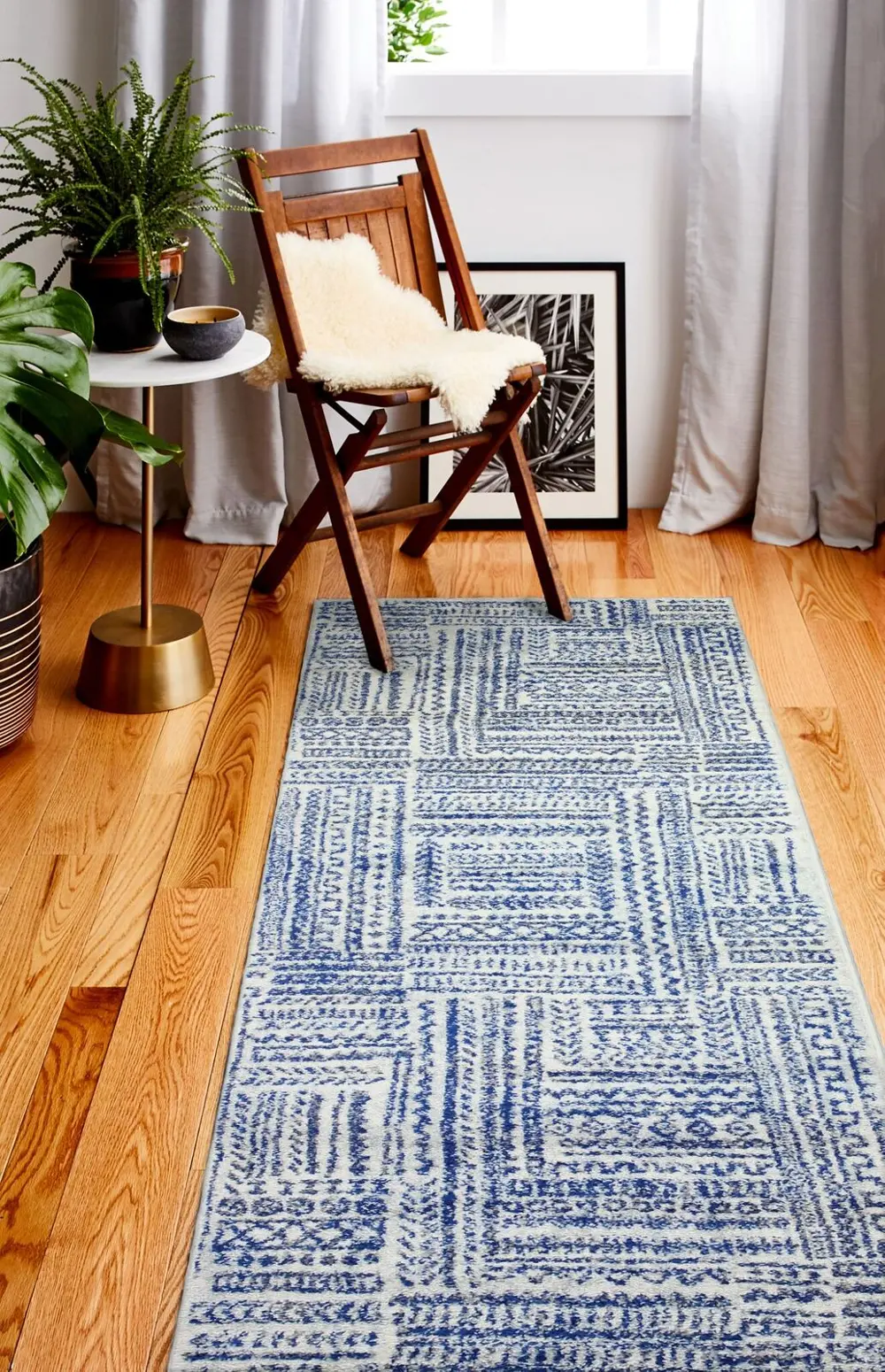M147-IVBL-2.6X8-MR603 Transitional Zaza Blue and Ivory 8 Foot Runner Rug - Mayfair-1