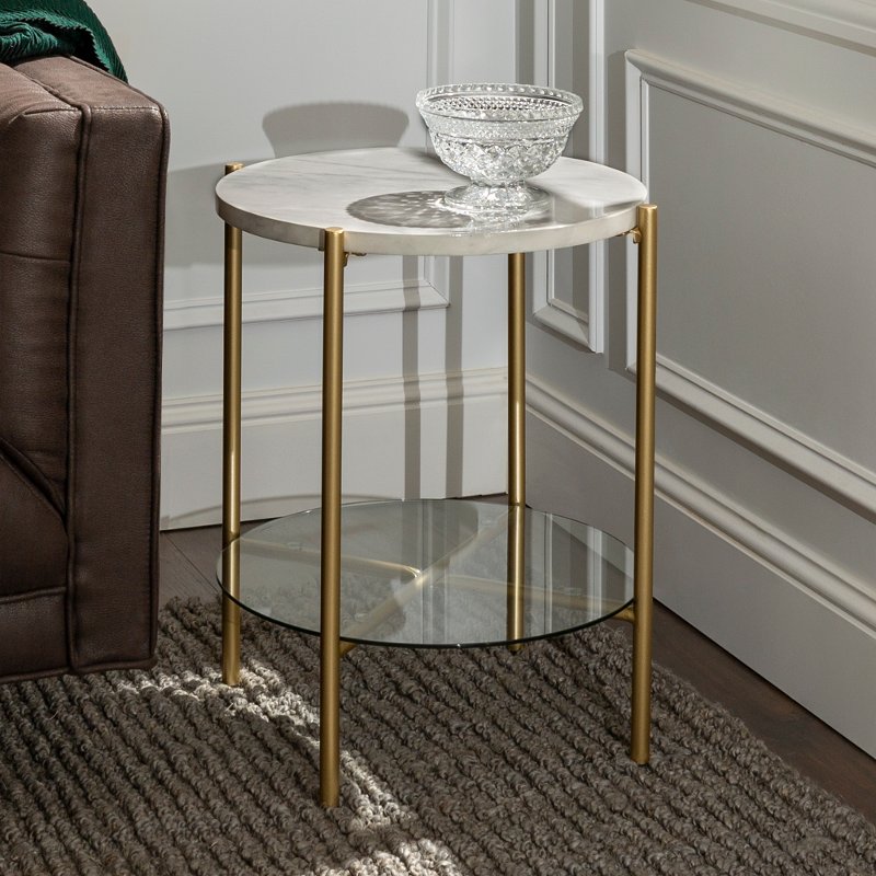 Modern Round Side Table White Marble, Side Tables Round Gold