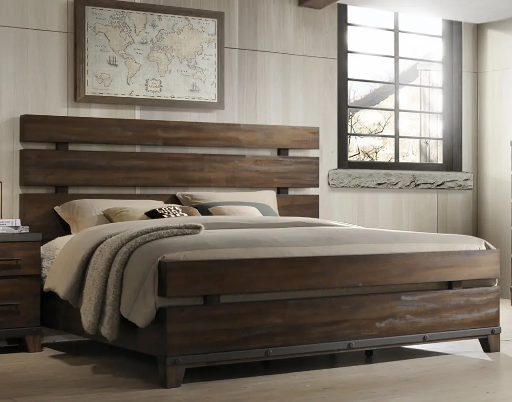 Forge Rustic Brown Queen Bed-1