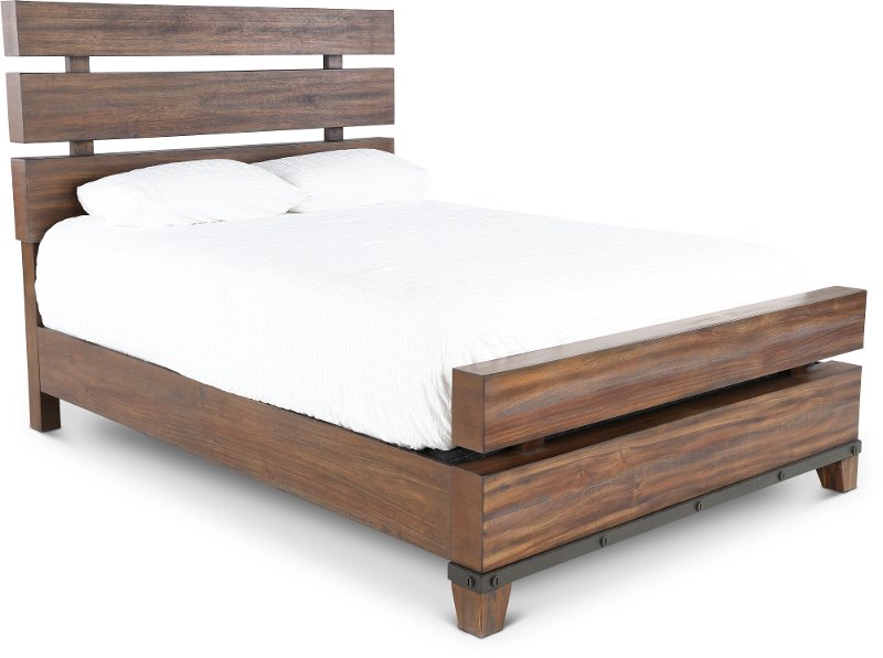 Modern Rustic Brown Queen Bed Forge Rc Willey Modern Rustic Brown Queen Bed Forge, King Size Bedding On Queen Bed