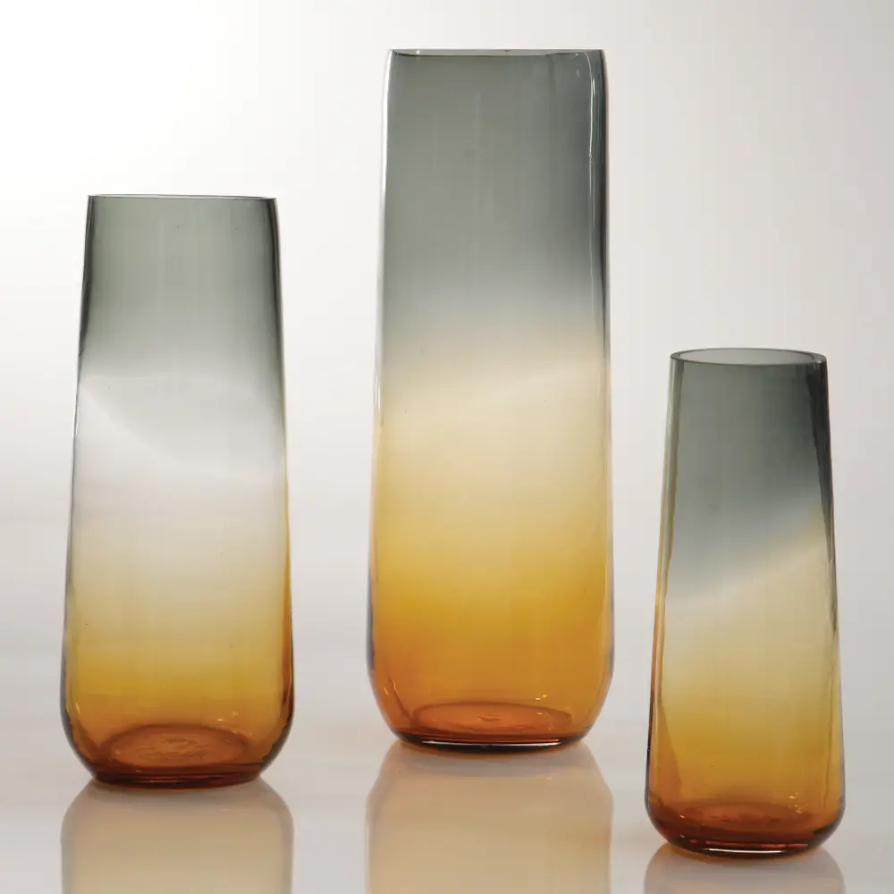 15 Inch Gray and Amber Ombre Taper Vase-1