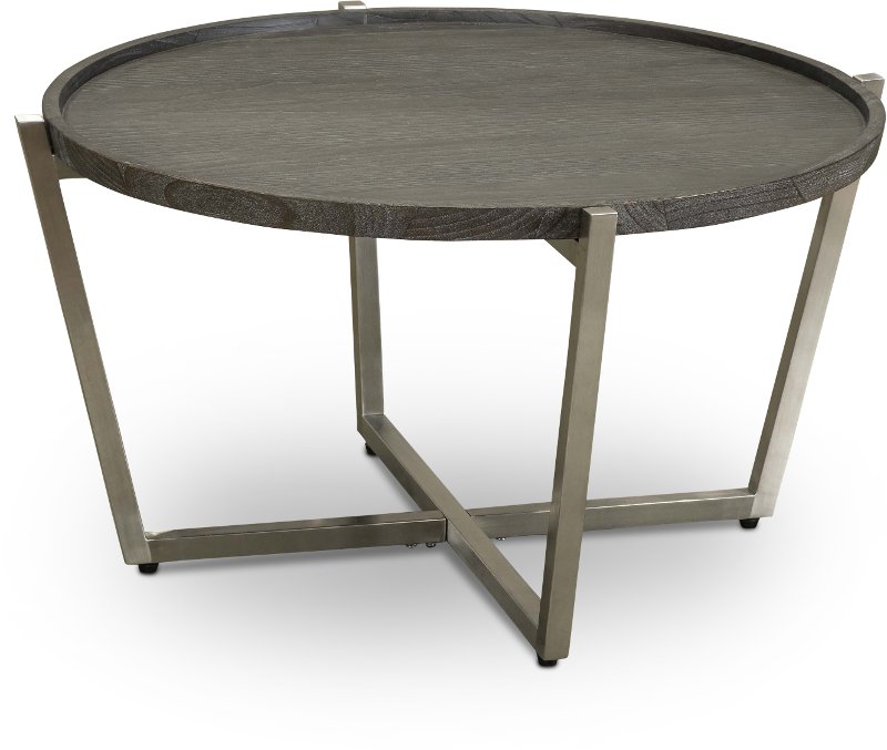 Dark Brown And Stainless Steel Round, Outdoor Round Coffee Table Clearance