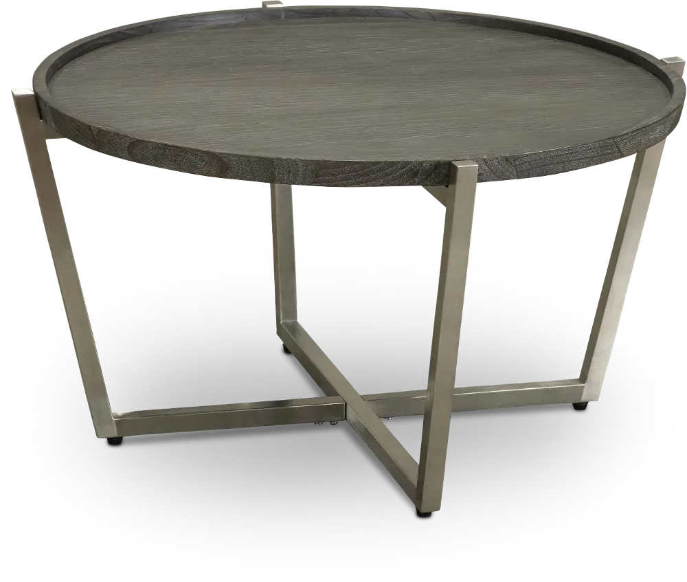 Platform Dark Brown and Stainless Steel Round Coffee Table-1