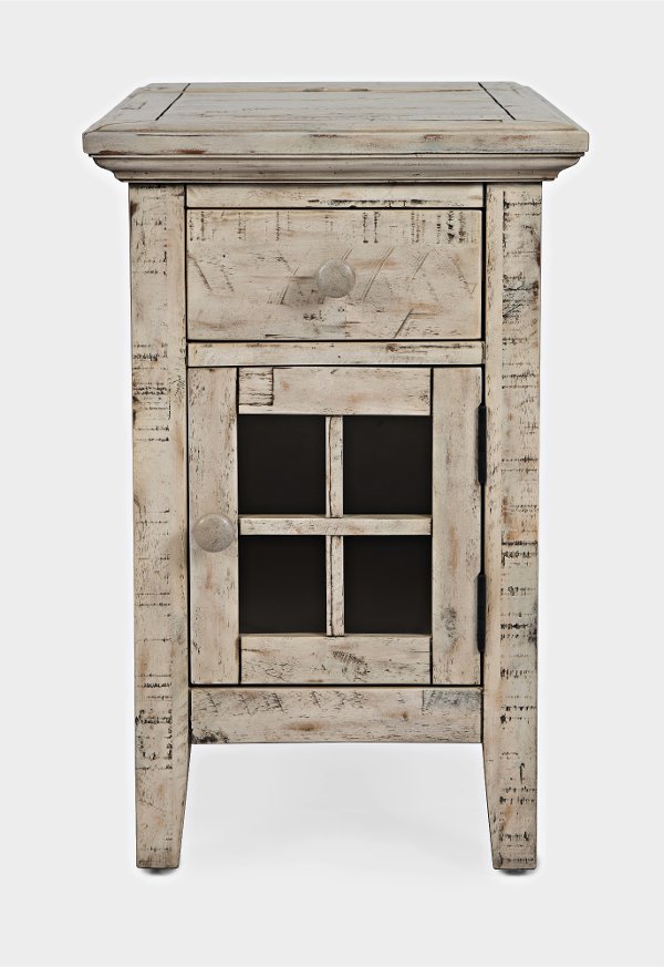 Rustic Ss White Chairside Table Rc Willey Rustic Ss White Chairside Table, White Chairside Table With Power