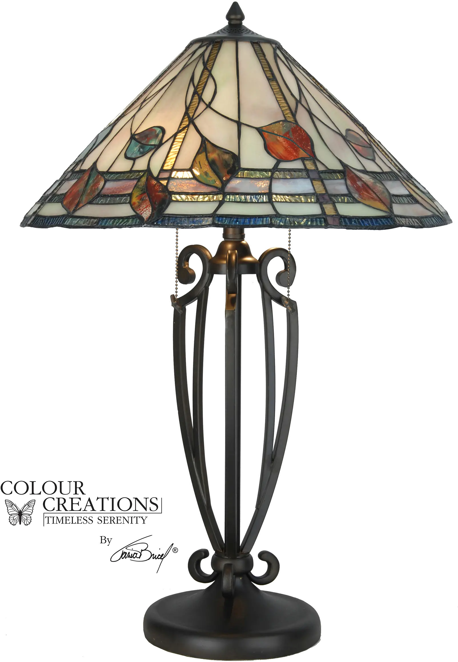 Multi Color Tiffany Glass Table Lamp - Bridgesburg